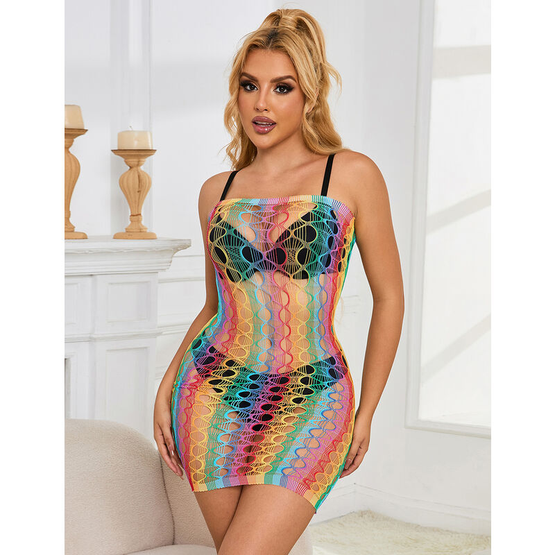 Comprar SUBBLIME Vestido De Rejilla Arcoiris – Diseño Vibrante Para Realzar Tu Belleza-Noxtic