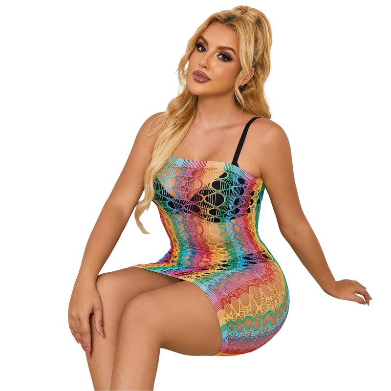 Comprar SUBBLIME Vestido De Rejilla Arcoiris – Diseño Vibrante Para Realzar Tu Belleza-Noxtic