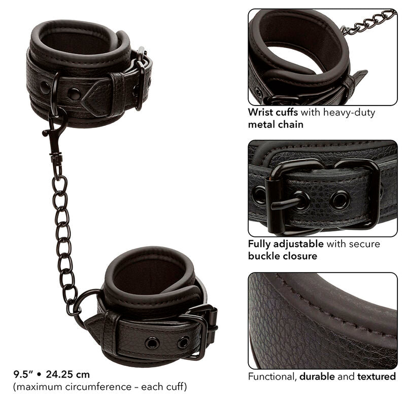 Comprar CALEXOTICS Nocturnal Esposas Cuero Ajustable Negro – Diseño Elegante Para Confort y Libertad Sensual-Noxtic