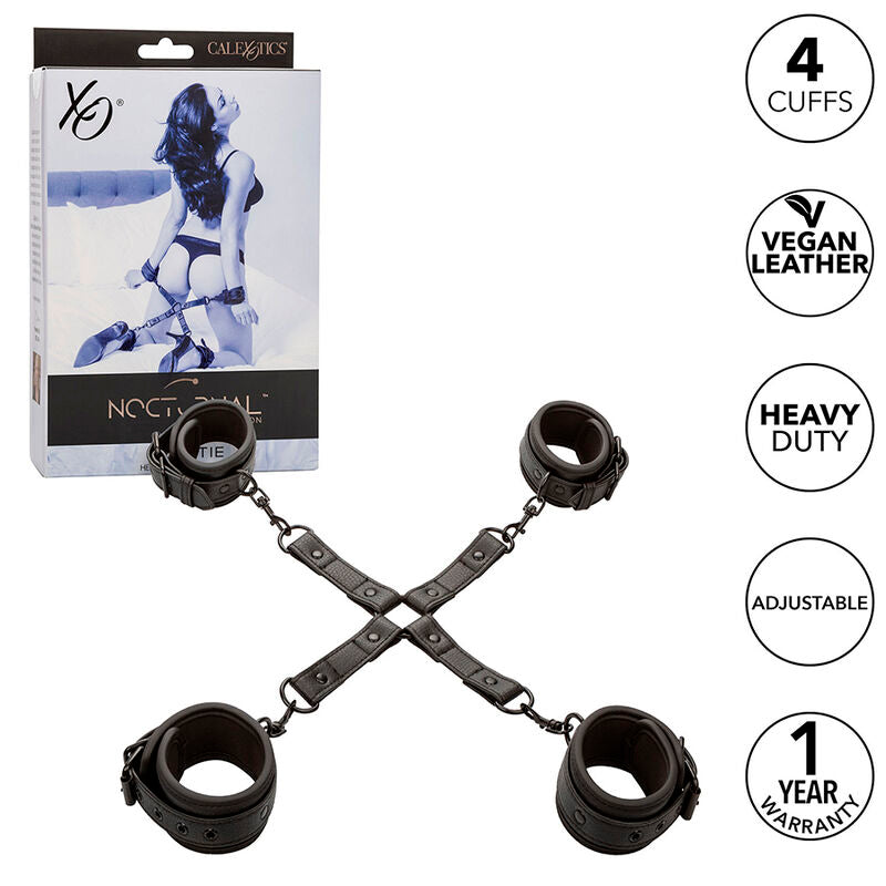 Comprar CALEXOTICS Nocturnal Conector Hog Tie Cuero Ajustable Negro – Diseño Elegante Para Experiencias Sensuales Únicas-Noxtic