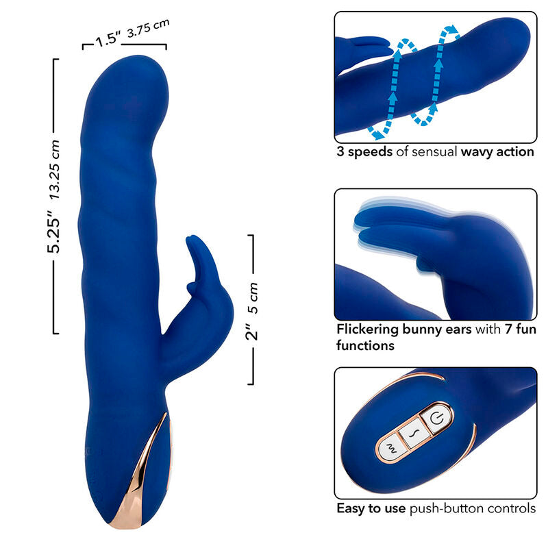Comprar CALEXOTICS Jack Vibrador Rabbit Azul – Vibrador Recargable Con Movimiento De Ondas Para Placer Sensorial-Noxtic