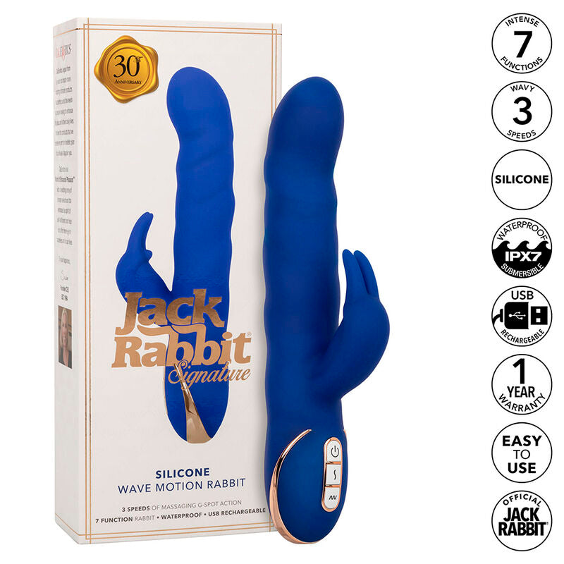 Comprar CALEXOTICS Jack Vibrador Rabbit Azul – Vibrador Recargable Con Movimiento De Ondas Para Placer Sensorial-Noxtic