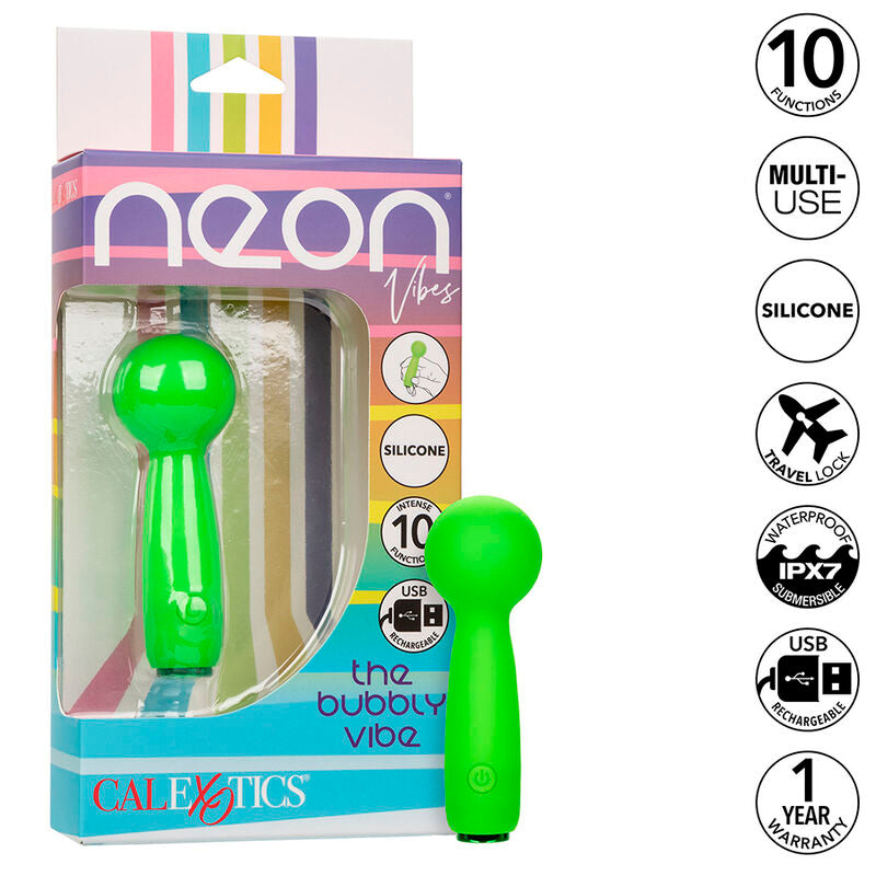 Comprar CALEXOTICS Neon Vibes The Bubbly Vibe Mini – Masajeador Compacto Con 10 Modos De Vibración-Noxtic