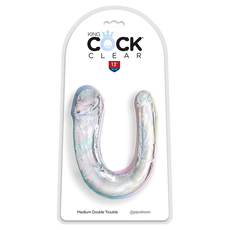 Comprar King Cock Doble Trouble Dildo Doble 33 cm Transparente – Diseño Realista Para Placer Compartido-Noxtic