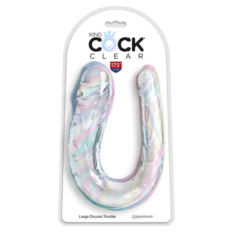 KING COCK - DOUBLE TROUBLE DOUBLE DILDO 44 CM TRANSPARENT