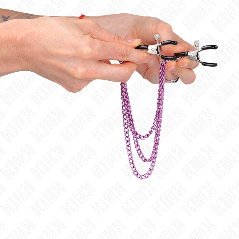 Comprar KINK Pinzas Para Pezones Con Triple Cadena Violeta – Estimulación Sensorial Para Nuevas Experiencias-Noxtic