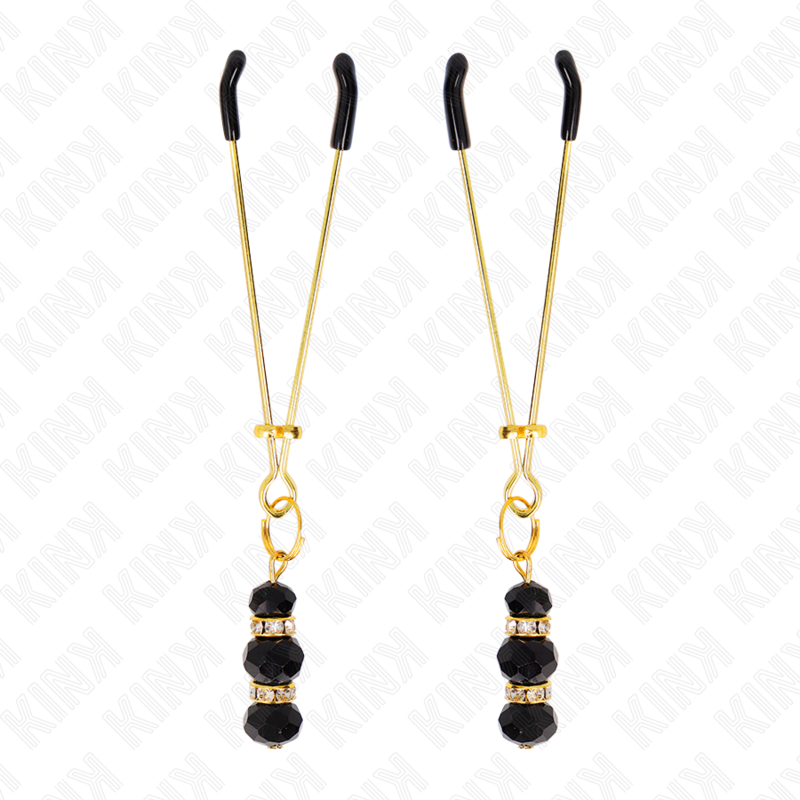Comprar KINK Pinzas Para Pezones Doradas Con Triple Bola De Vidrio – Diseño Elegante Para Una Experiencia Sensorial Única-Noxtic