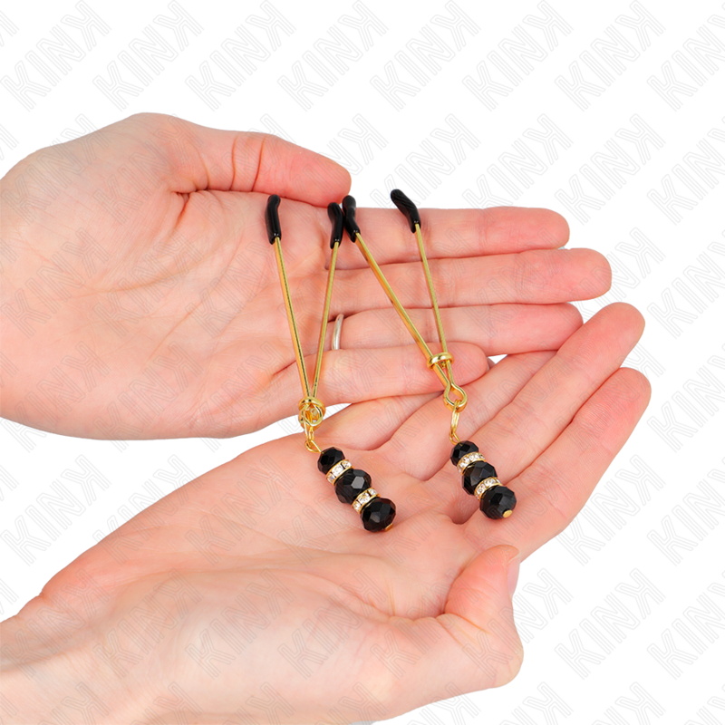Comprar KINK Pinzas Para Pezones Doradas Con Triple Bola De Vidrio – Diseño Elegante Para Una Experiencia Sensorial Única-Noxtic