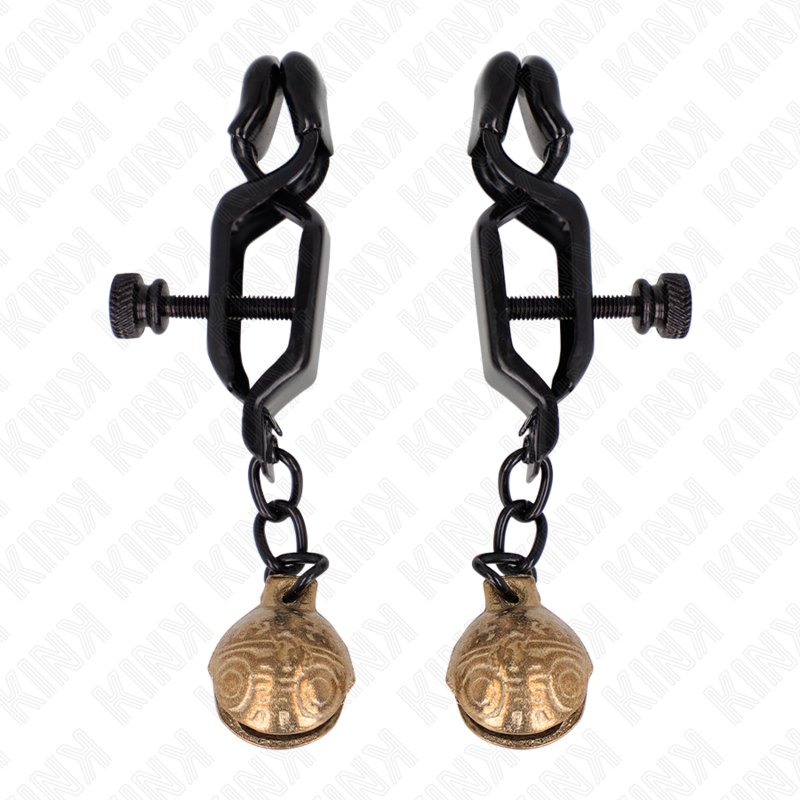 Comprar KINK Pinzas Para Pezones Planas Negros Con Cascabel – Diseño Elegante Para Placer Sensorial-Noxtic