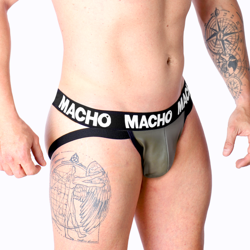 MALE - MX27GR JOCK LEATHER GREY BEIGE XL