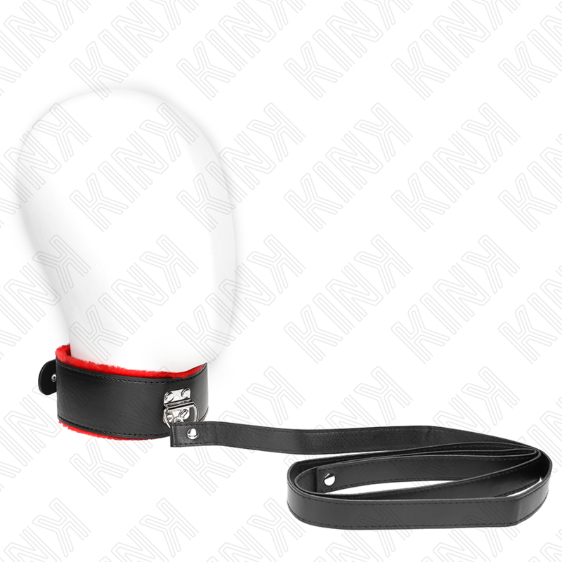 Collare con guinzaglio in pelle rossa KINK – Design regolabile per la libertà sensoriale