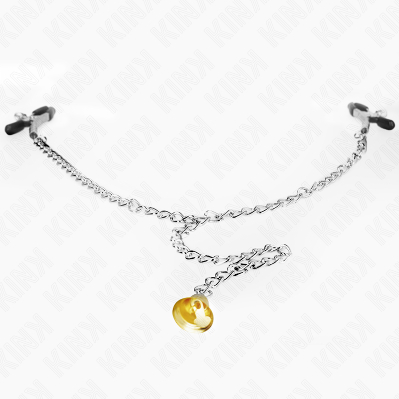 KINK Pinzas Para Pezones Con Campana Dorada – Estimulación Elegante Con Cadena De 30 Cm