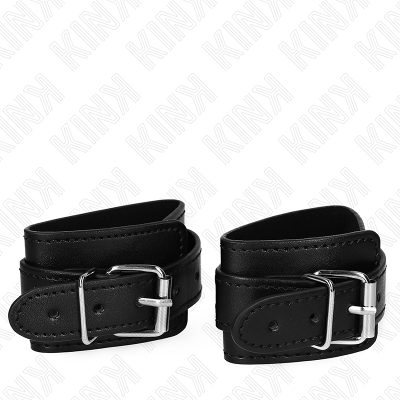 KINK - DUNGEON STYLE LOCKABLE WRISTBANDS BLACK ADJUSTABLE 21-28 CM X 5.5 CM