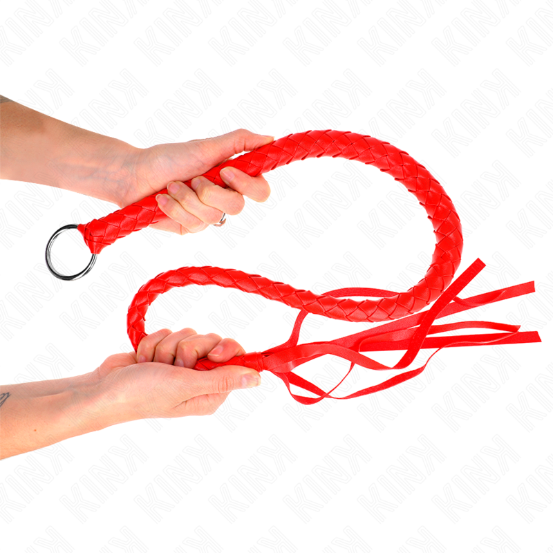 Comprar KINK Látigo De Serpiente Con Anillo De Mano Rojo 65 Cm – Diseño Elegante Para Explorar Nuevas Sensaciones-Noxtic