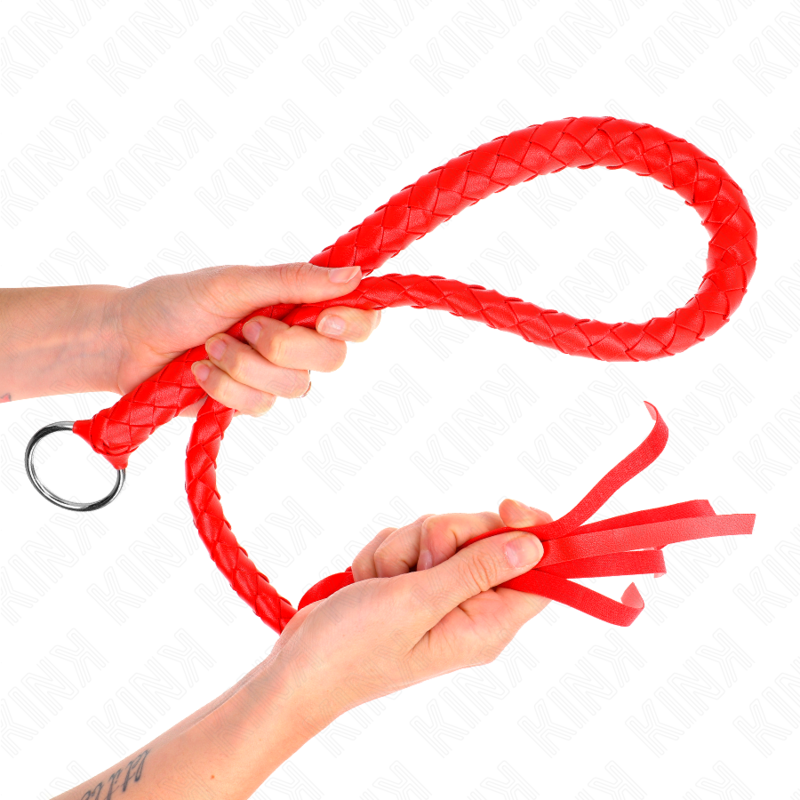 Comprar KINK Látigo De Serpiente Con Anillo De Mano Rojo 65 Cm – Diseño Elegante Para Explorar Nuevas Sensaciones-Noxtic
