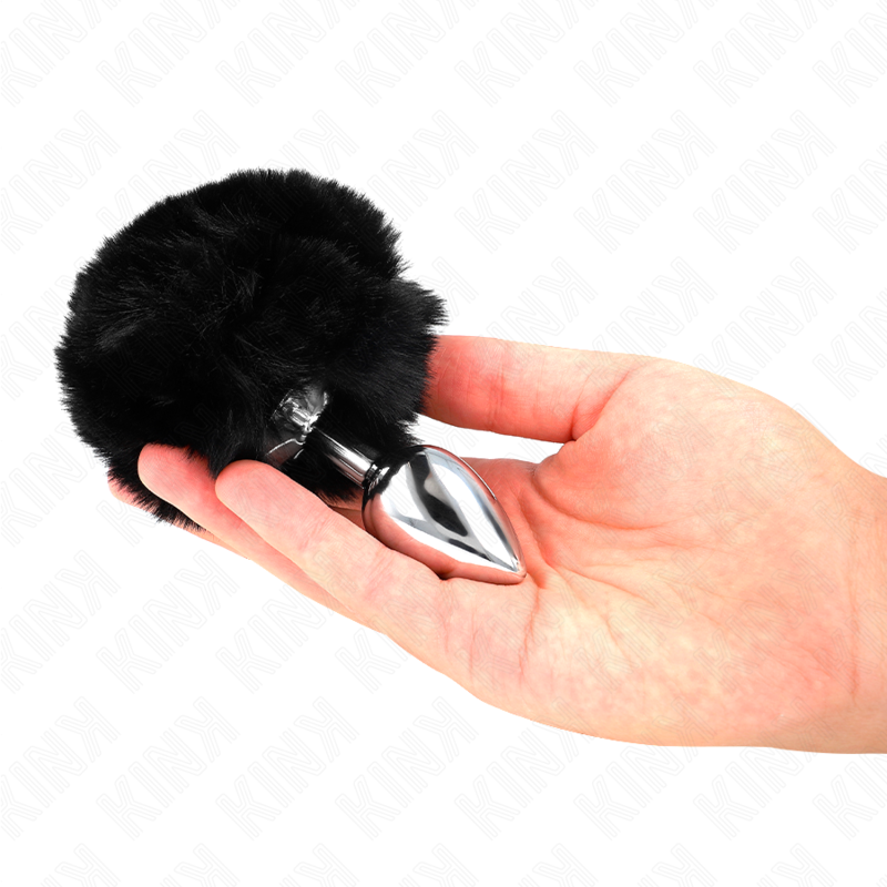 KINK - PLUG 7 x 3 CM STAINLESS STEEL WITH BUNNY TAIL FAUX FUR 8 CM BLACK