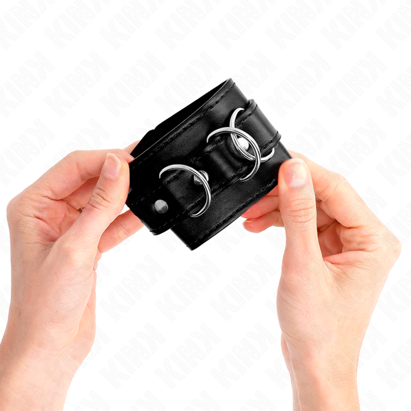 KINK Muñequeras Con 3 Anillas En D Ajustable Negro – Diseño Elegante Para Exploración Segura Y Estilizada