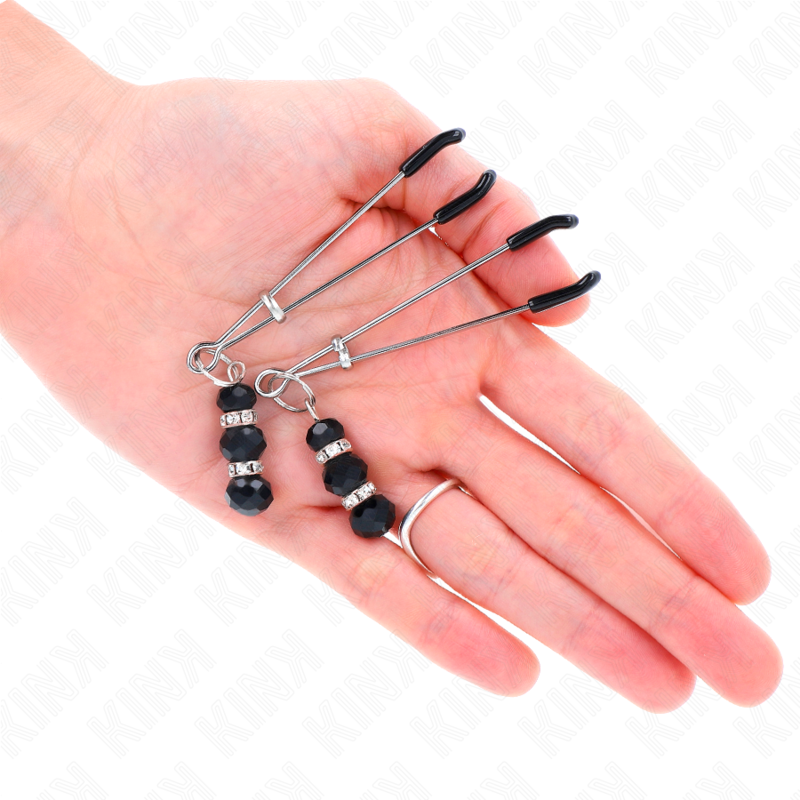 Comprar KINK Pinzas Para Pezones Plateadas – Diseño Elegante Con Triple Bola De Vidrio Para Estimulación Sensible-Noxtic