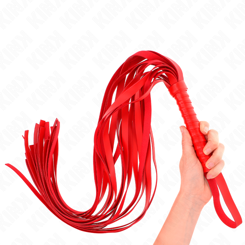 Comprar KINK Látigo De Cola Larga Y Mango Corto Rojo 70 Cm – Diseño Elegante Para Exploración Sensual-Noxtic