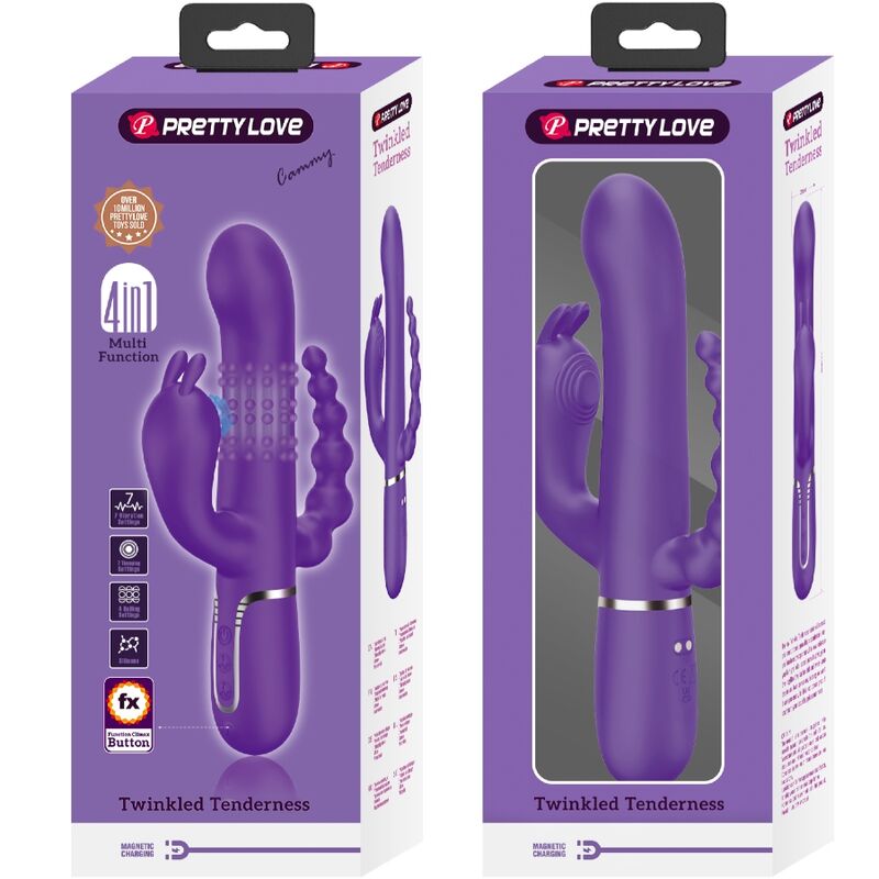 Comprar Pretty Love Cammy Vibrador Multifunción 4 en 1 Morado – Triple Estimulación Con Diseño Elegante y Recargable-Noxtic
