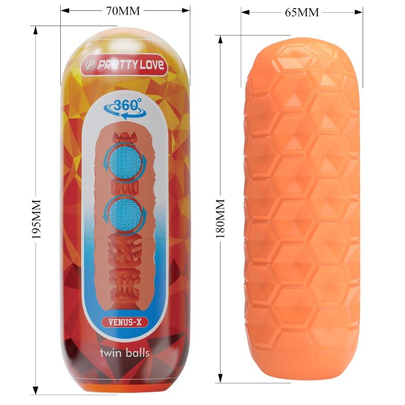 Comprar PRETTY LOVE Twin Balls Naranja – Masajeador Con Diseño Ergonómico Para Placer Sensacional-Noxtic