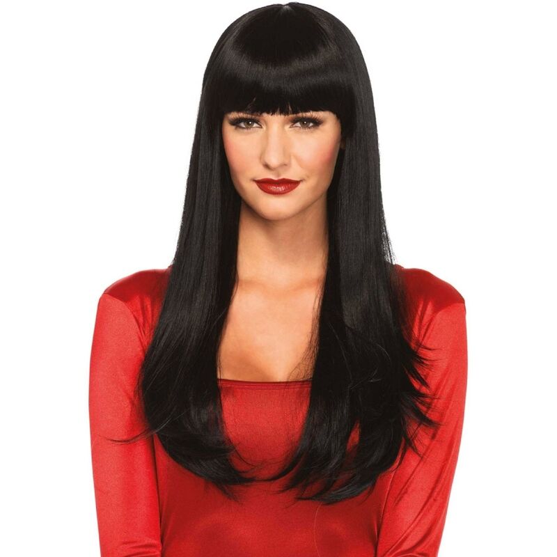 Comprar LEG AVENUE Peluca Pelo Largo Con Flequillo Negro – Accesorio De Moda Para Transformar Tu Estilo-Noxtic