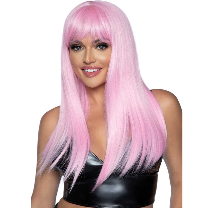 Comprar LEG AVENUE Peluca Larga Lisa Con Flequillo Rosa – Diseño Elegante Para Un Cambio De Estilo Audaz-Noxtic