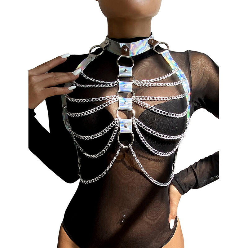 Comprar SUBBLIME Arnés De Pecho Con Anillos Y Cadenas Plata – Diseño Elegante Para Libertad Sensorial-Noxtic