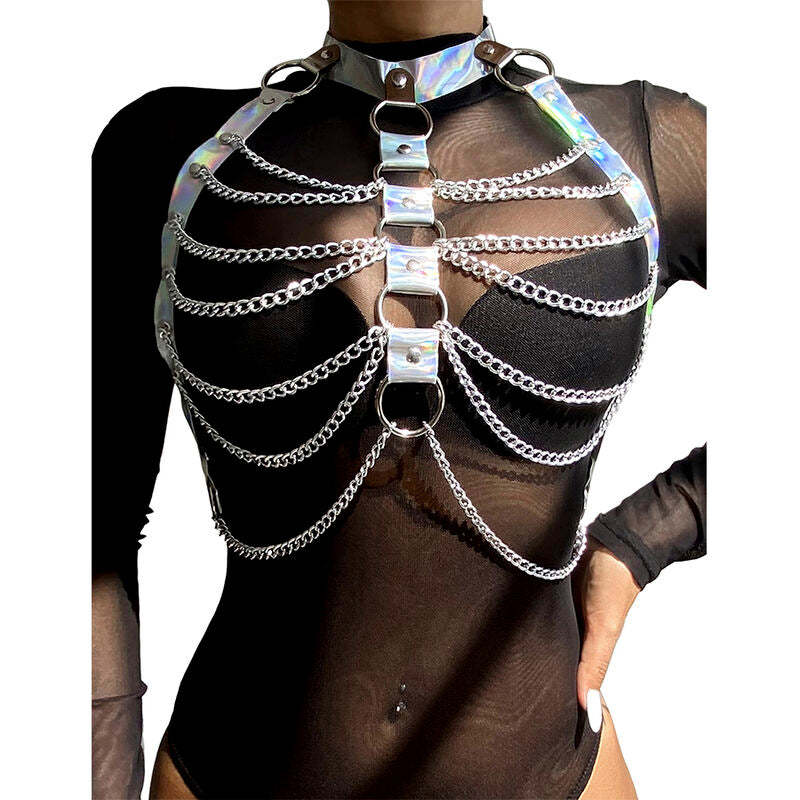 Comprar SUBBLIME Arnés De Pecho Con Anillos Y Cadenas Plata – Diseño Elegante Para Libertad Sensorial-Noxtic