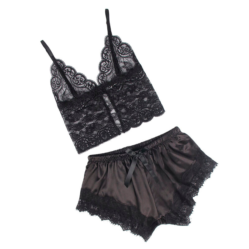 Comprar SUBBLIME Pijama Saten y Encaje Negro S/M – Conjunto Elegante Para Máxima Comodidad-Noxtic