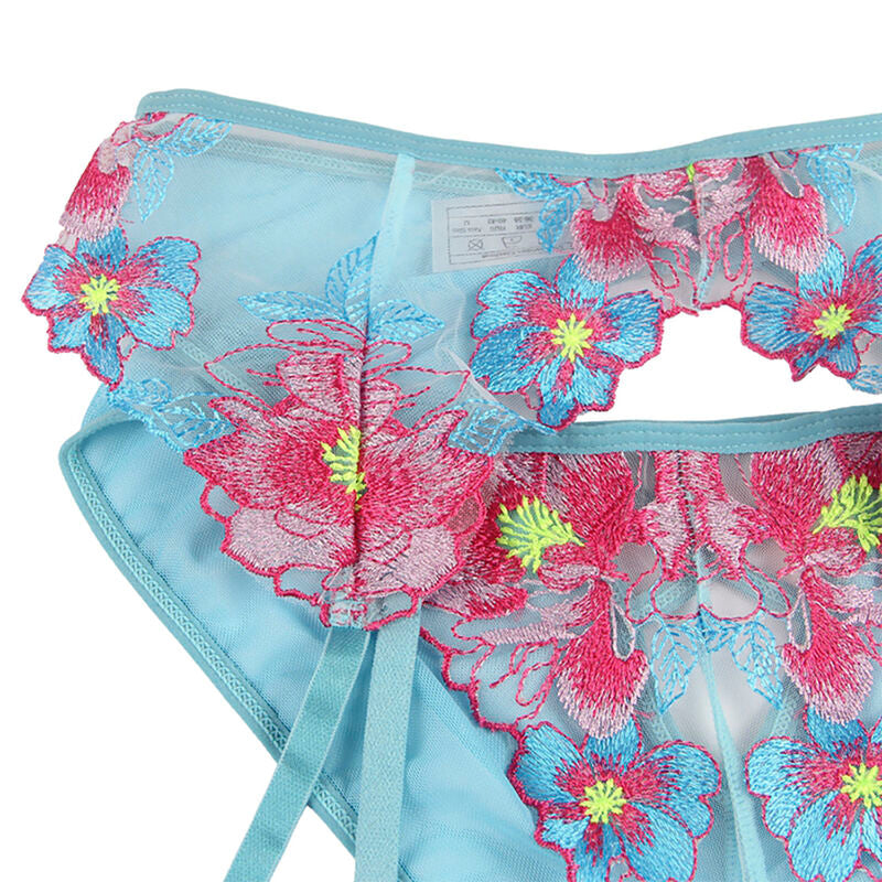 Comprar SUBBLIME Sujetador Y Panties Con Ligurero Diseño Floral Azul L/XL – Conjunto De Lencería Elegante Y Confortable-Noxtic