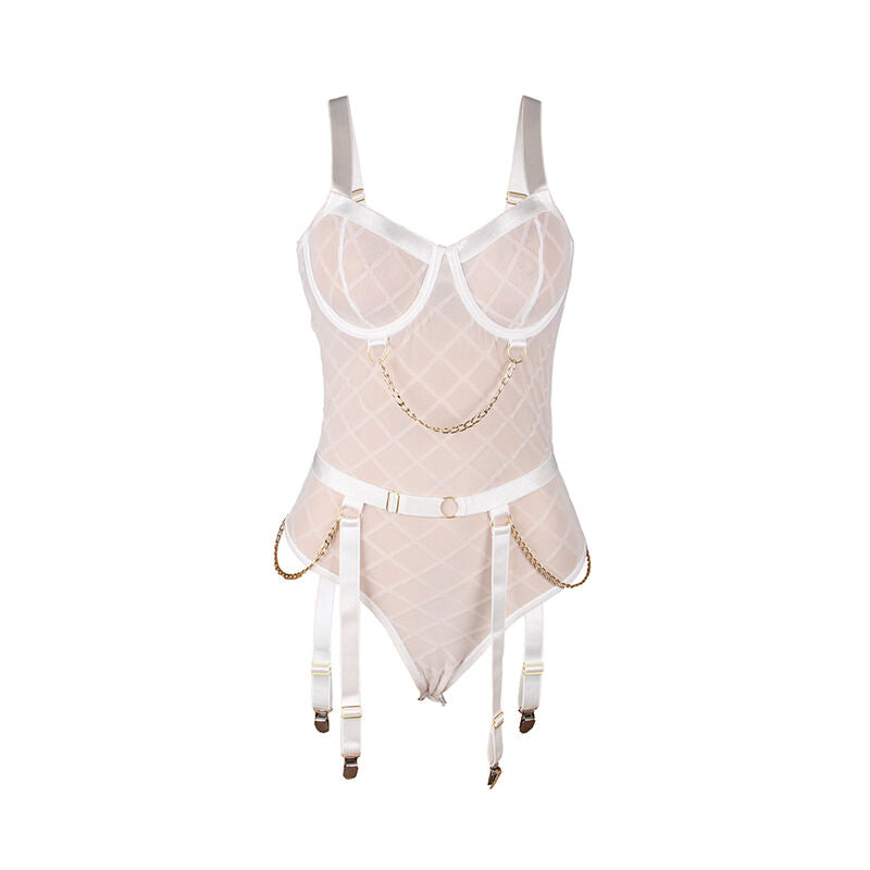 Comprar SUBBLIME Body Con Cadenas Y Ligueros Blanco L XL – Lencería Elegante Para Comodidad Y Estilo Seductor-Noxtic
