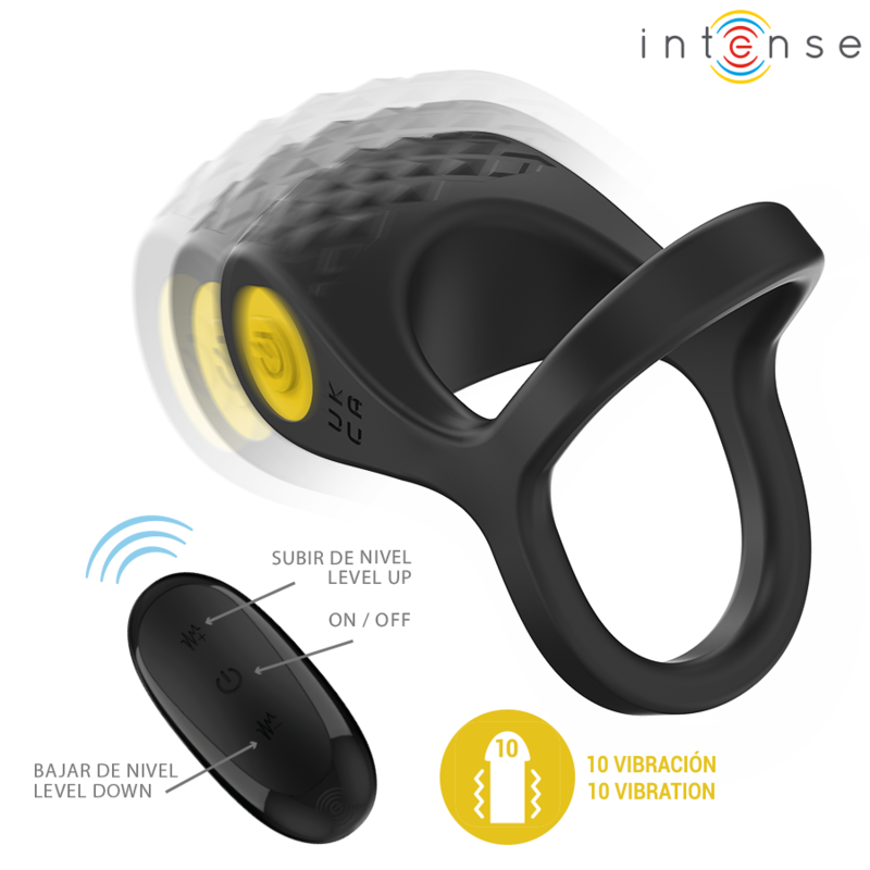 Comprar INTENSE Anillo Doble Vibrador Negro – 10 Modos Para Explorar Tu Placer Con Diseño Confiable-Noxtic