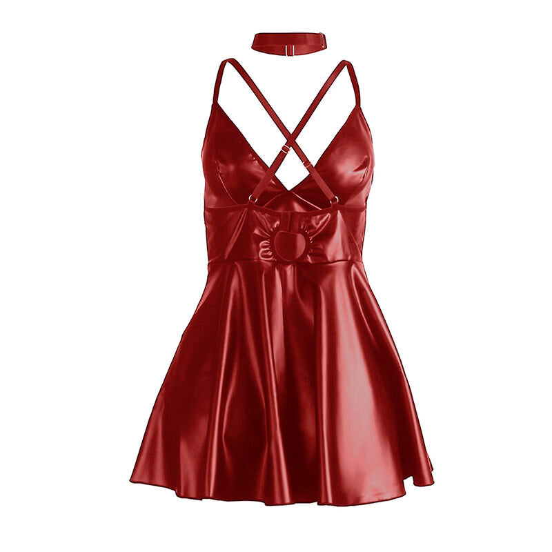 Comprar SUBBLIME Vestido Con Tirantes De Cuero Burdeos – Elegante Diseño Con Estilo Sofisticado-Noxtic