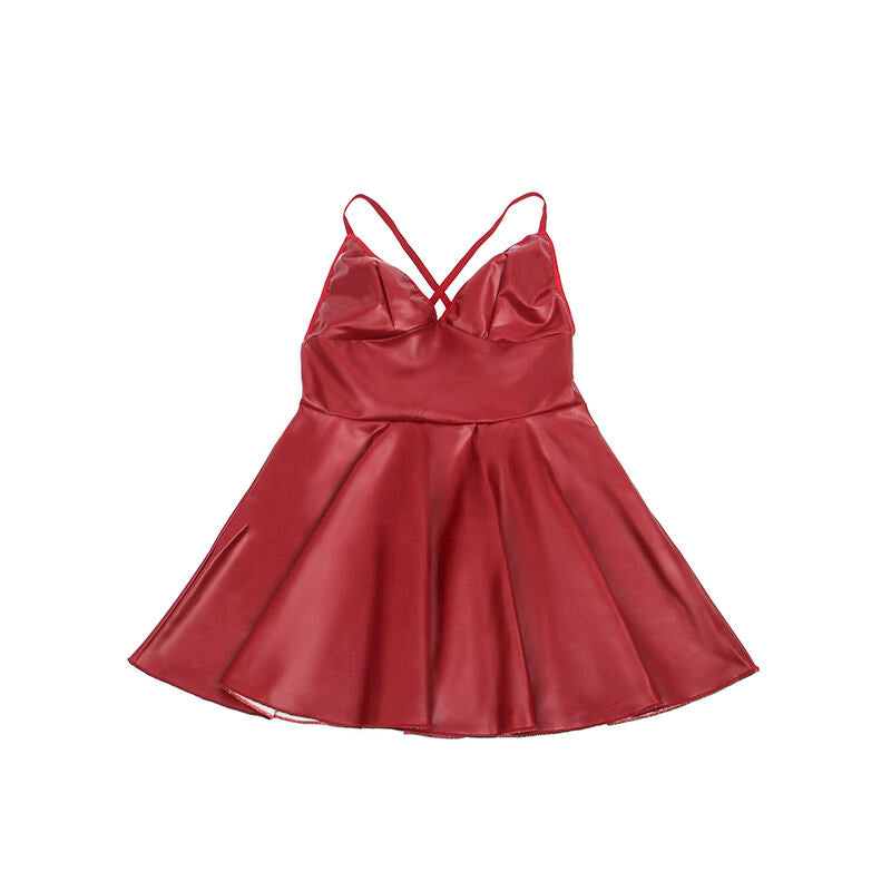 Comprar SUBBLIME Vestido Con Tirantes De Cuero Burdeos – Elegante Diseño Con Estilo Sofisticado-Noxtic
