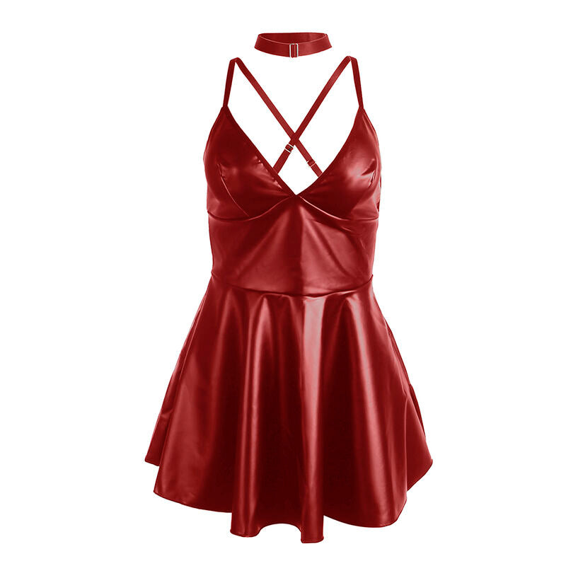 Comprar SUBBLIME Vestido Con Tirantes De Cuero Burdeos – Elegante Diseño Con Estilo Sofisticado-Noxtic