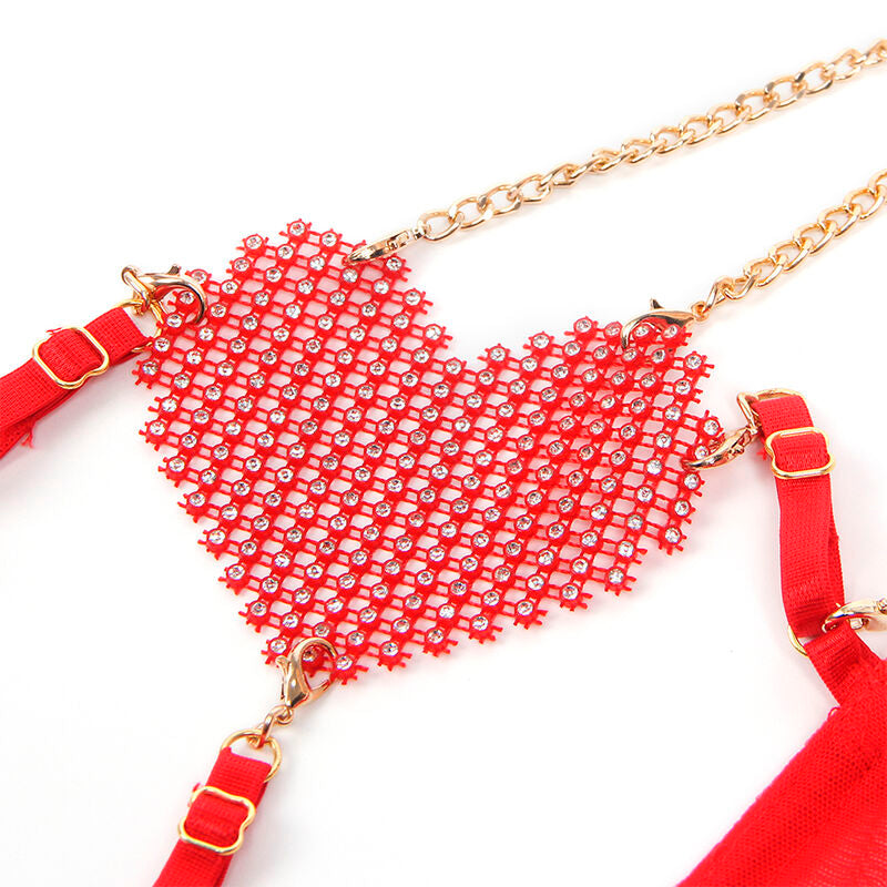 Comprar SUBBLIME Conjunto Sujetador Con Cadenas Y Corazón De Malla Rojo L/XL – Diseño Elegante Y Audaz Para Comodidad Diaria-Noxtic