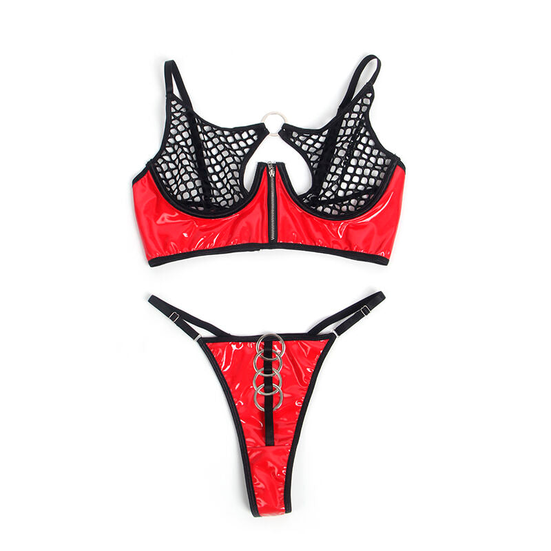 Comprar SUBBLIME Conjunto Sujetador de Malla de Charol Rojo L/XL – Diseño Moderno y Sensual Para Mujeres-Noxtic
