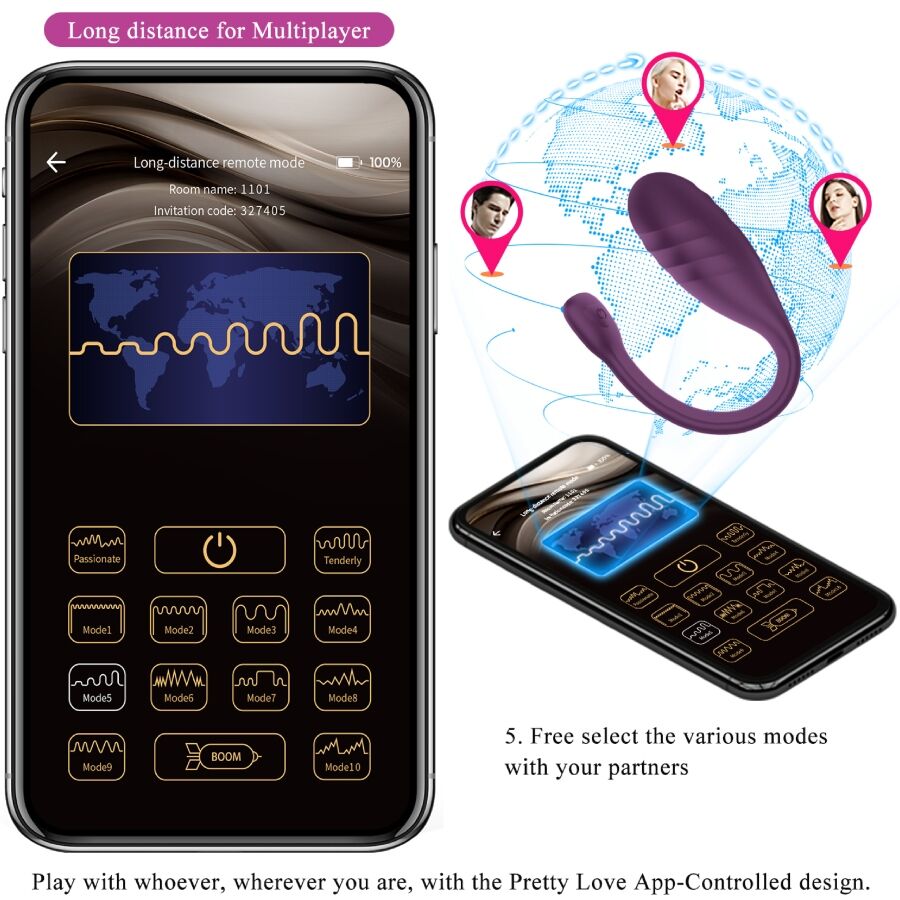 Comprar Pretty Love Leviathan Morado – Vibrador Recargable Con Control App Para Libertad Sensual-Noxtic