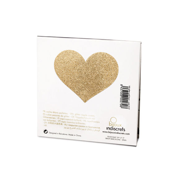 Comprar BIJOUX Indiscrets Pezoneras Flash Corazón Dorado – Decoraciones Reutilizables Con Brillos Deslumbrantes-Noxtic