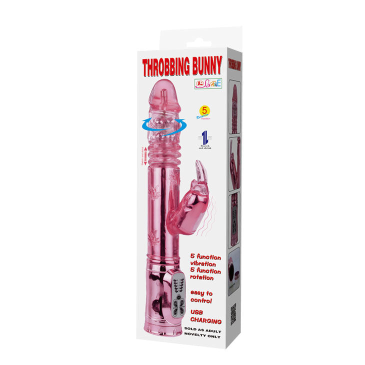 BAILE Throbbing Bunny Pink – Vibratore rotante con stimolazione clitoridea e vaginale