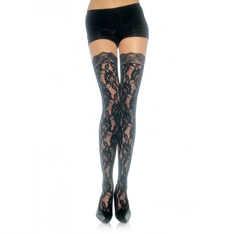 Comprar LEG AVENUE Medias De Encaje Floral – Talla Única Ajustable Con Diseño Elegante-Noxtic