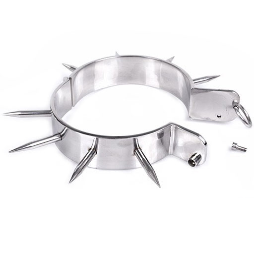 Comprar Metal Hard Collar Con Puntas – Collar De Metal Con Diseño Brillante Y Anilla En O Para Bondage-Noxtic