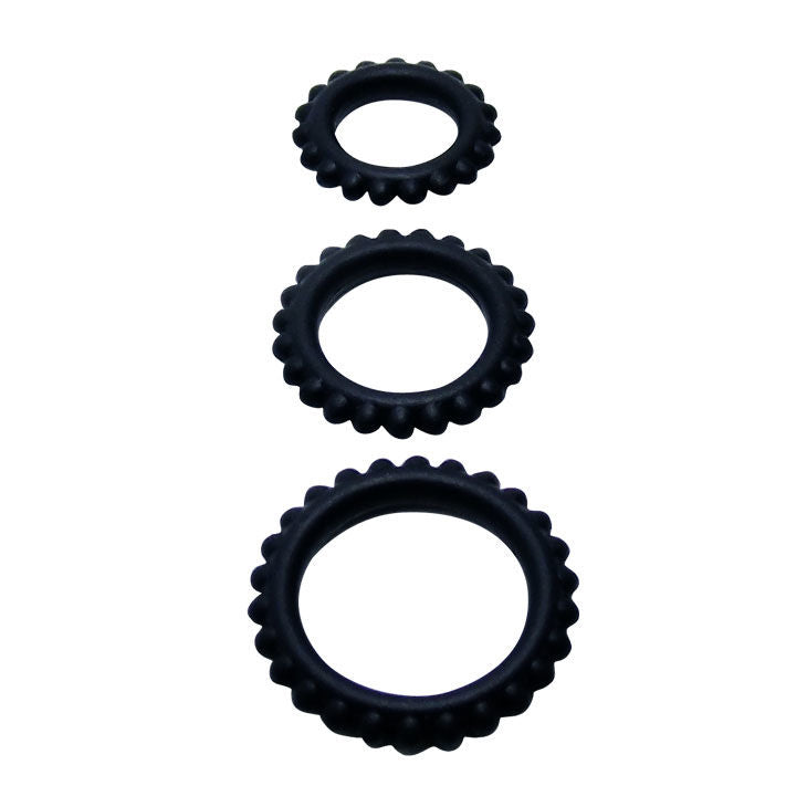 Comprar BAILE Titan Set 3 Piezas Negro – Anillos De Sujeción Adaptables Y Sumergibles Para Placer Intenso-Noxtic