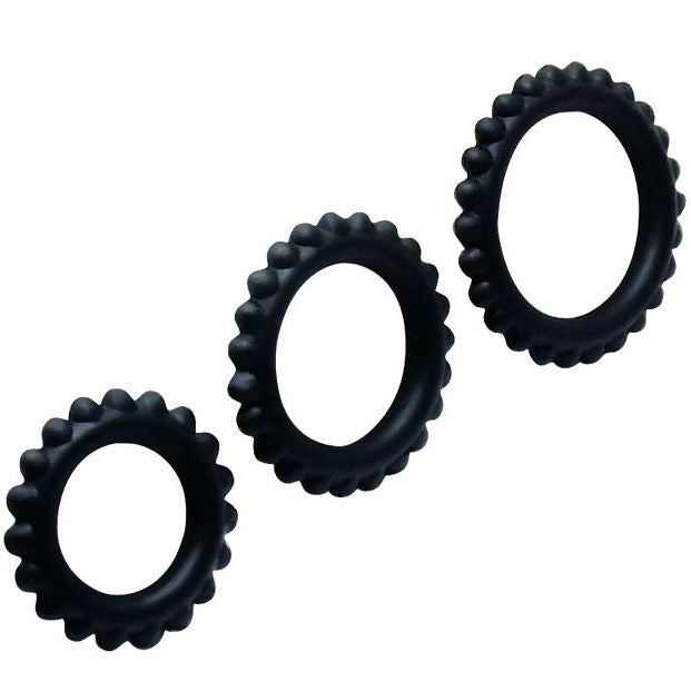 Comprar BAILE Titan Set 3 Piezas Negro – Anillos De Sujeción Adaptables Y Sumergibles Para Placer Intenso-Noxtic