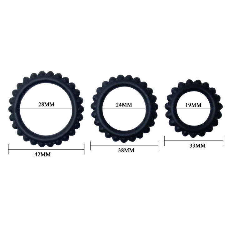 Comprar BAILE Titan Set 3 Piezas Negro – Anillos De Sujeción Adaptables Y Sumergibles Para Placer Intenso-Noxtic