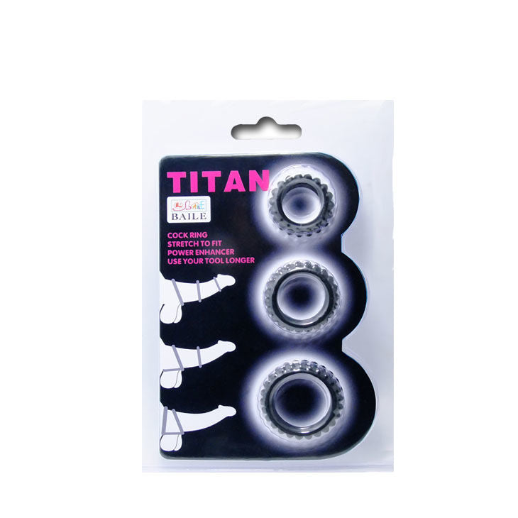 Comprar BAILE Titan Set 3 Piezas Negro – Anillos De Sujeción Adaptables Y Sumergibles Para Placer Intenso-Noxtic