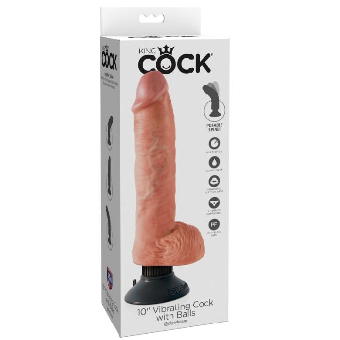 Comprar KING COCK Dildo Vibrador Natural 25.5 cm – Diseño Realista Con Material De Alta Calidad-Noxtic