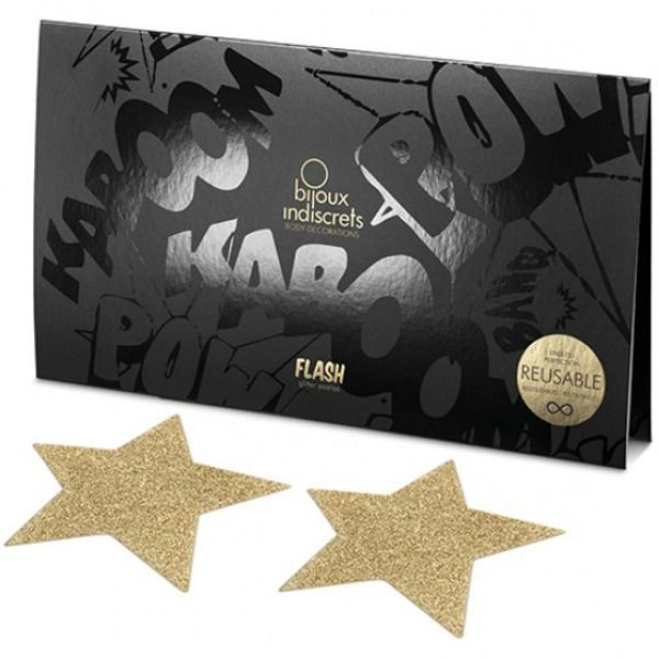 Comprar Bijoux Indiscrets Pezoneras Flash Estrella Dorada – Decoraciones Reutilizables Para Un Toque Brillante-Noxtic