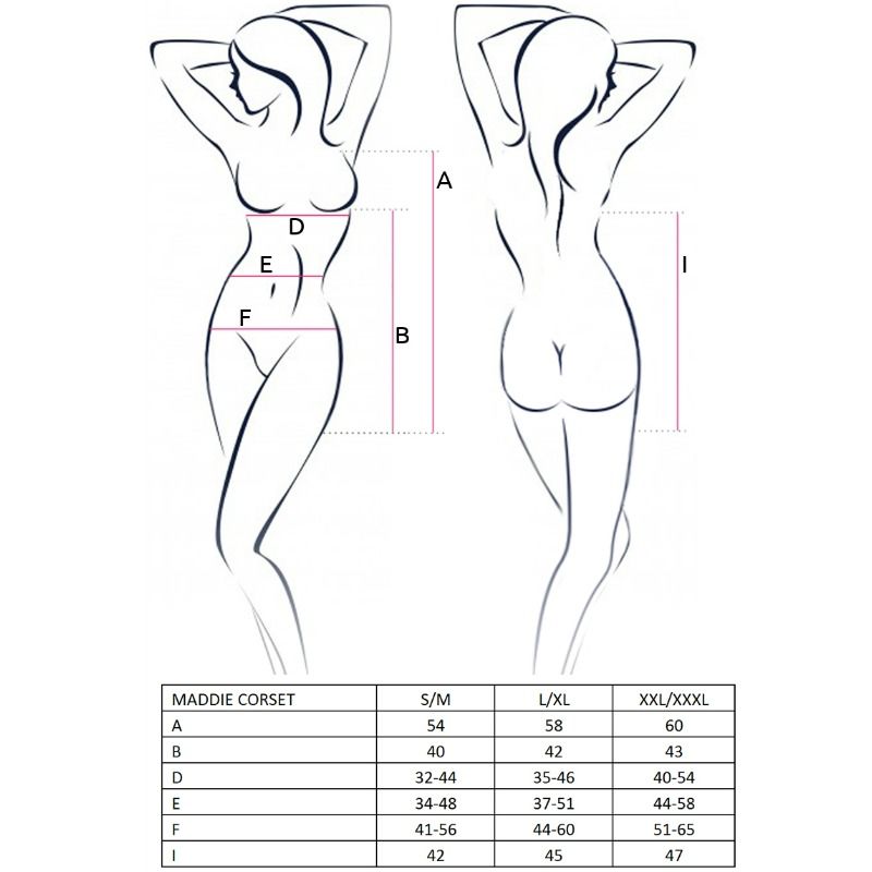 PASSION Corsetto Maddie Donna Nero Taglia L/XL – Corsetto Elegante dal Design Sofisticato